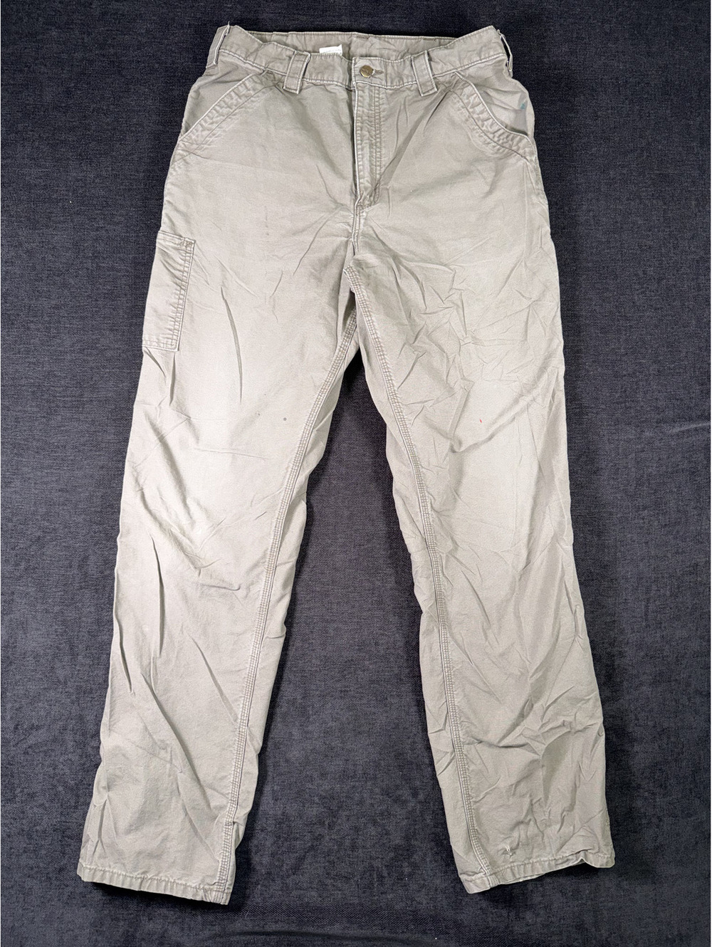 Carhartt Original Dungaree Fit Men's Khaki/Green 100% Cotton Work Pants 34x36